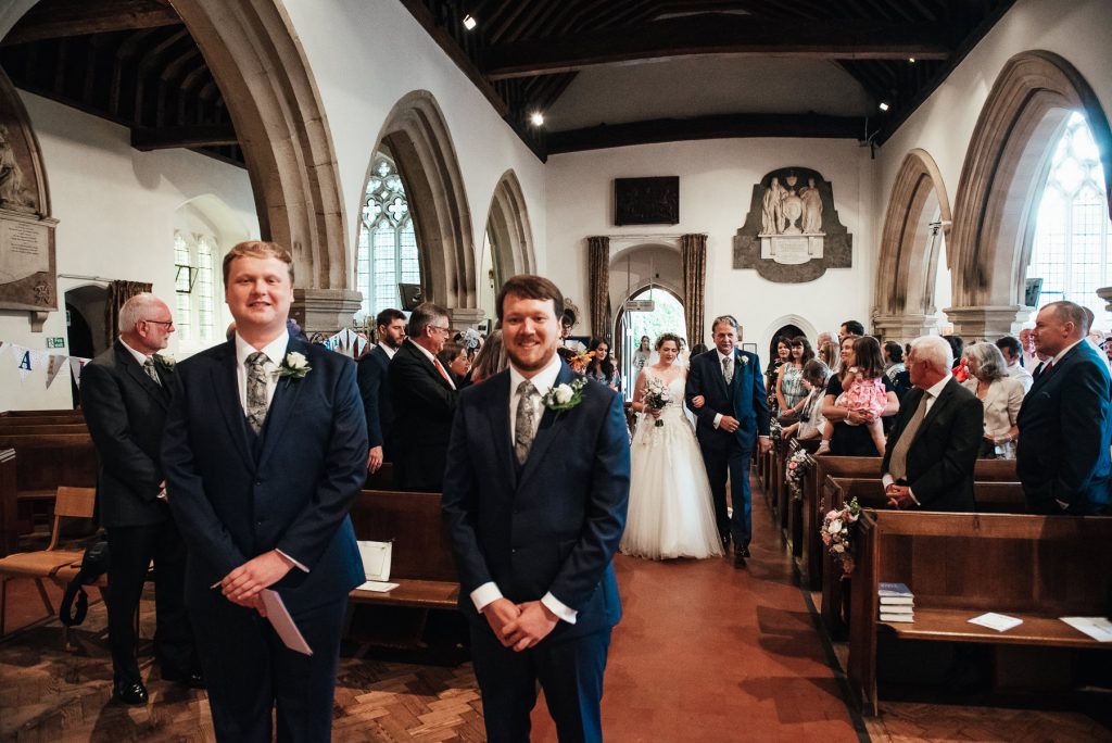 Wedding ceremony in church of Saint Mary The Vigrin, Surrey