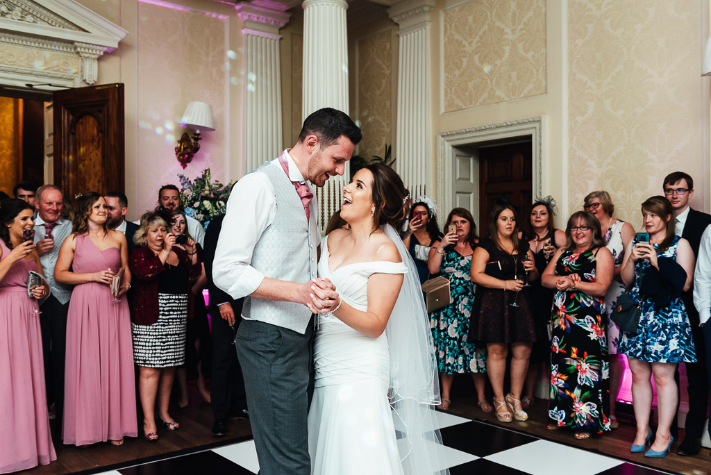 Newlywed couple share their first dance 