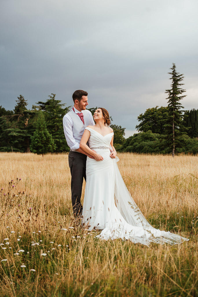 Relaxed sunset wedding portrait photography