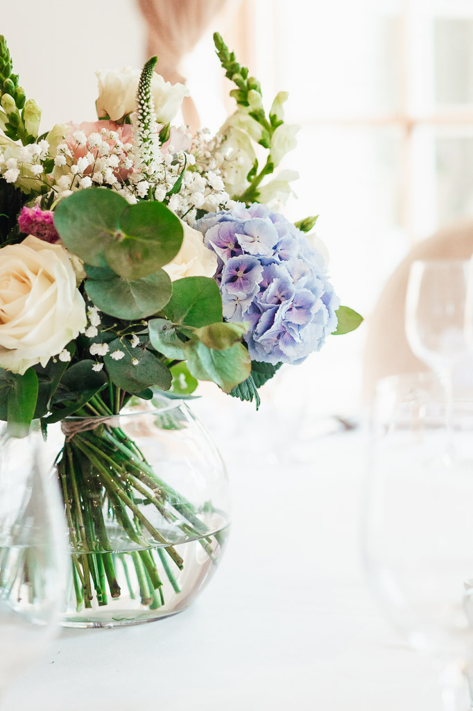 Beautiful blue hydrangea wedding bouquet
