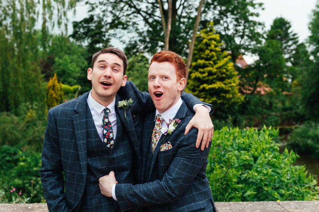 Comical and quirky groomsmen portrait