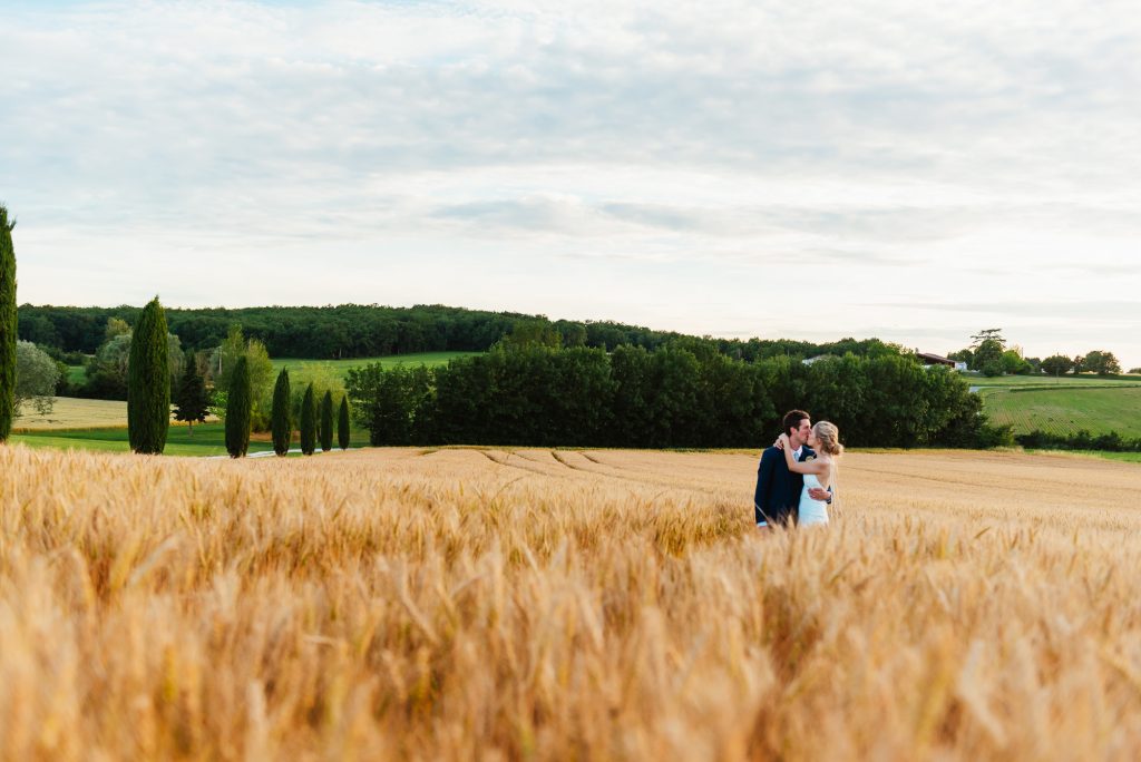 Outdoor French wedding couples portrait