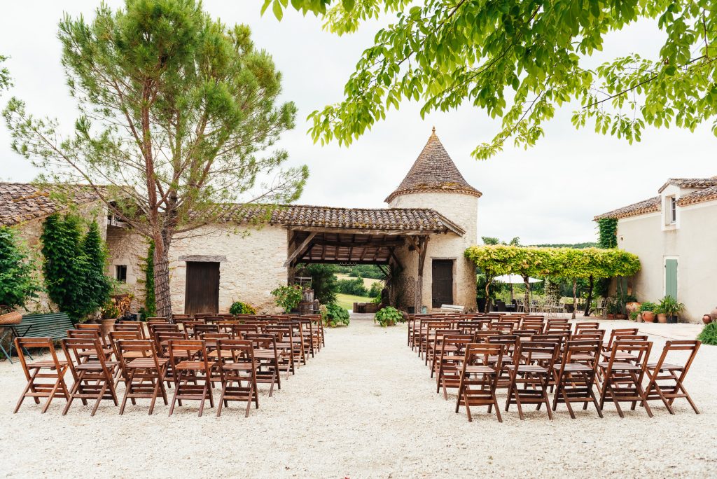 Outdoor French courtyard wedding