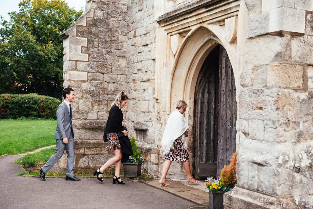 Guests arrive for relaxed London wedding