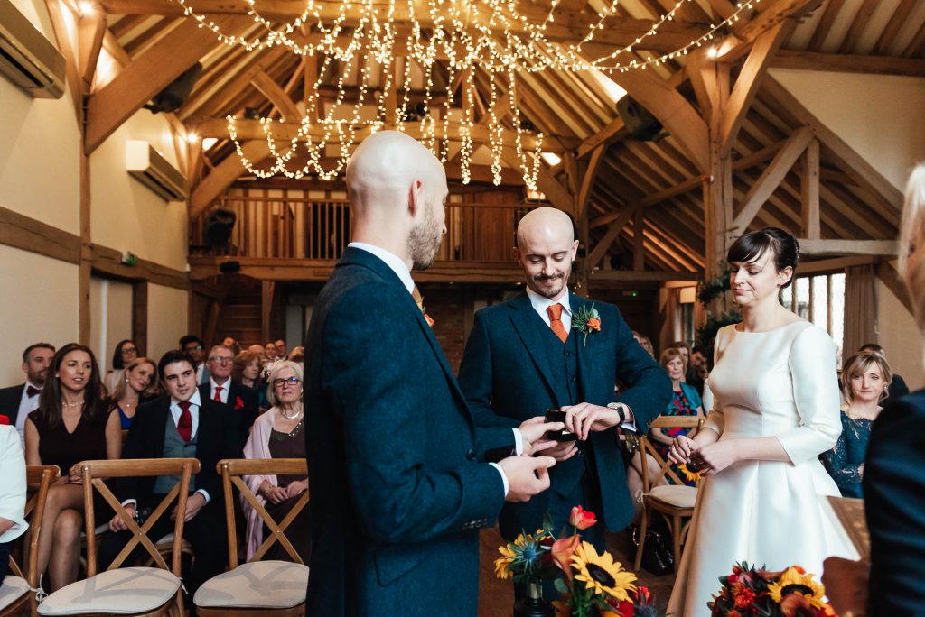 Cain Manor wedding ceremony decorated with fairy lights