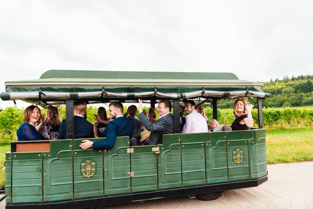 Denbies Wine wedding train for vineyard tour