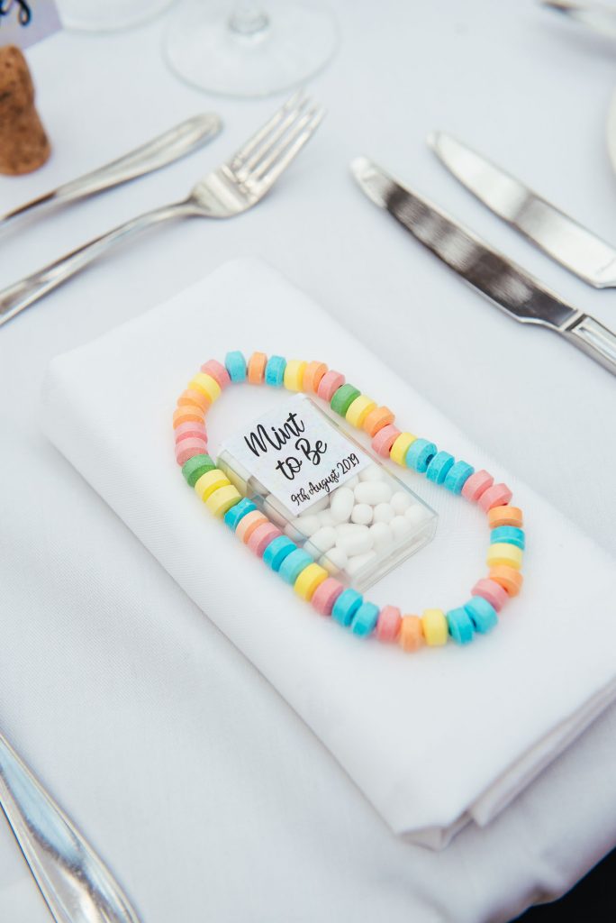 Fun wedding favours of candy necklaces