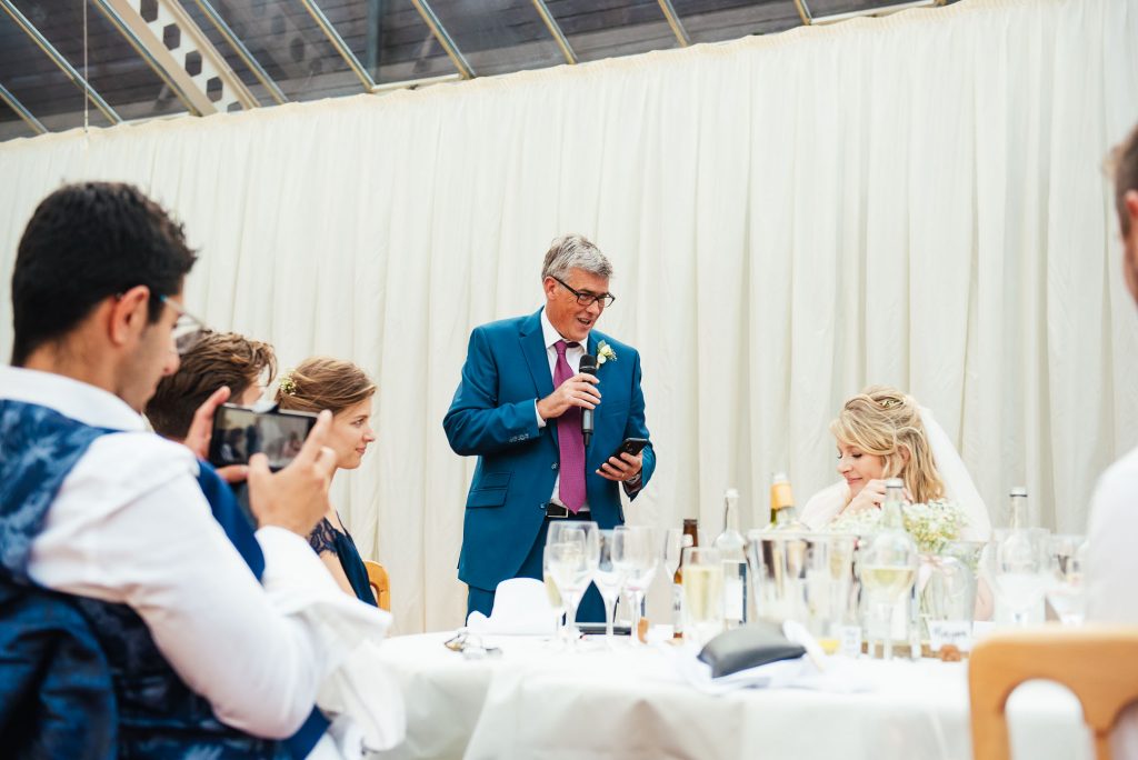 Father of the bride gives wedding speech