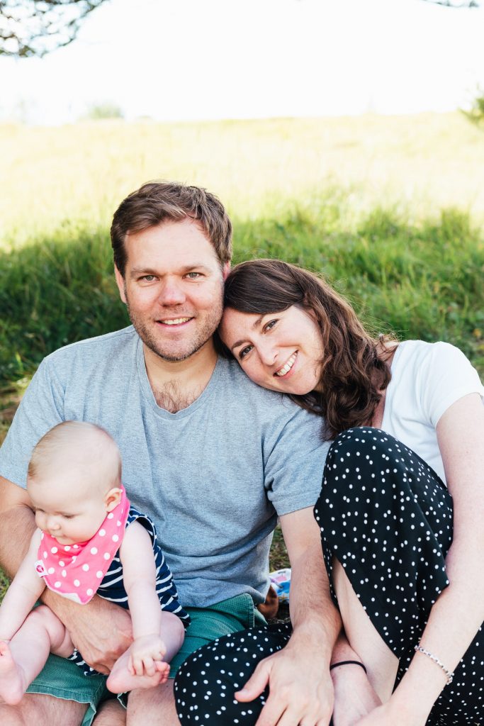 Relaxed Family Portrait on Socially Distanced Family Shoot