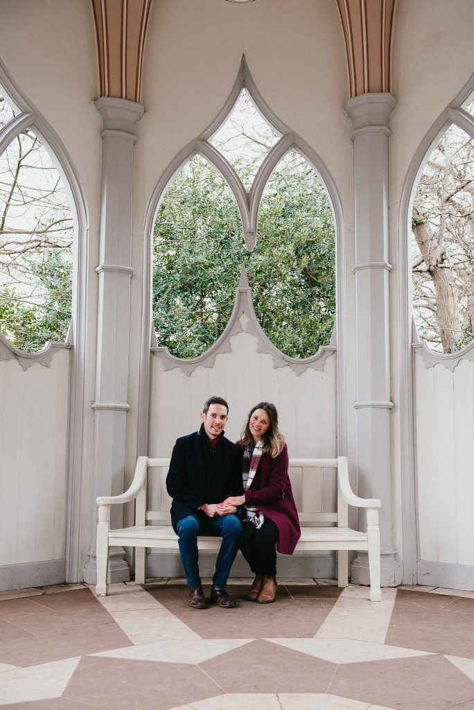 Relaxed couples portrait in The Gothic Tower