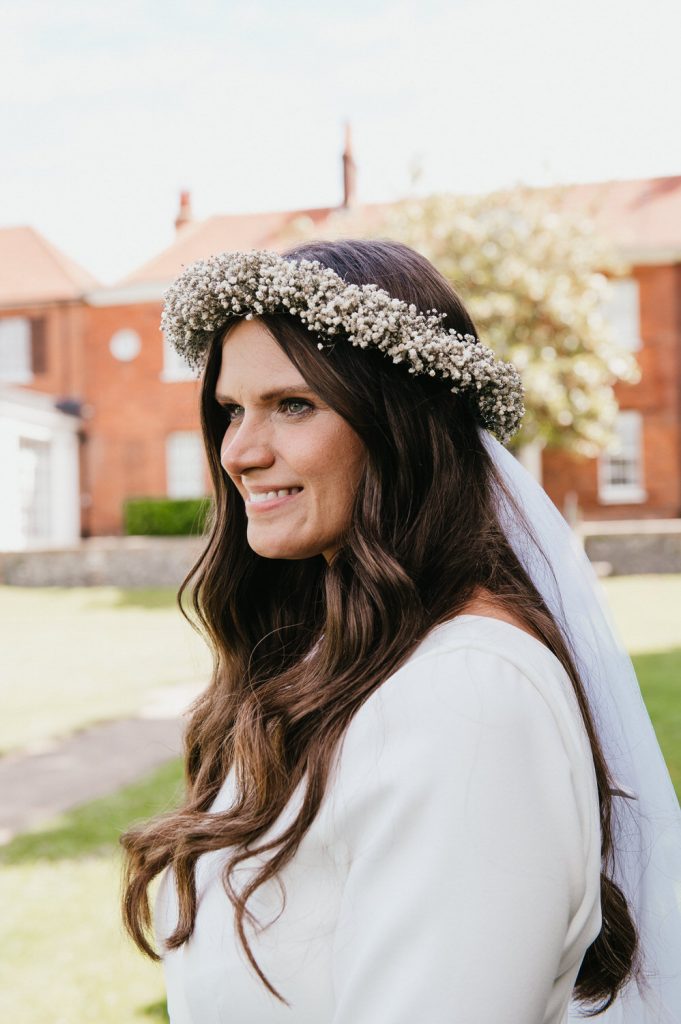 Gorgeous Bride with Flower Crown and Vintage Veil