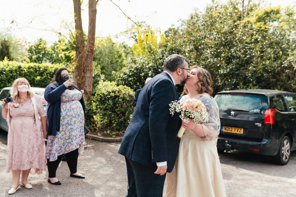 First Look Arrival of Wedding Couple, Weybridge Resister Wedding Photography