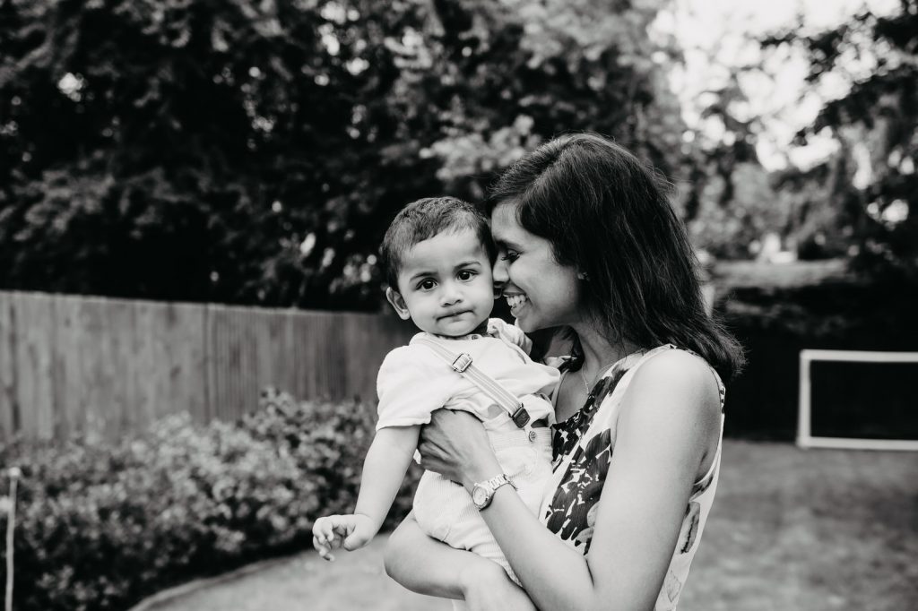 Black and White Candid and Natural Mother and Son Portrait