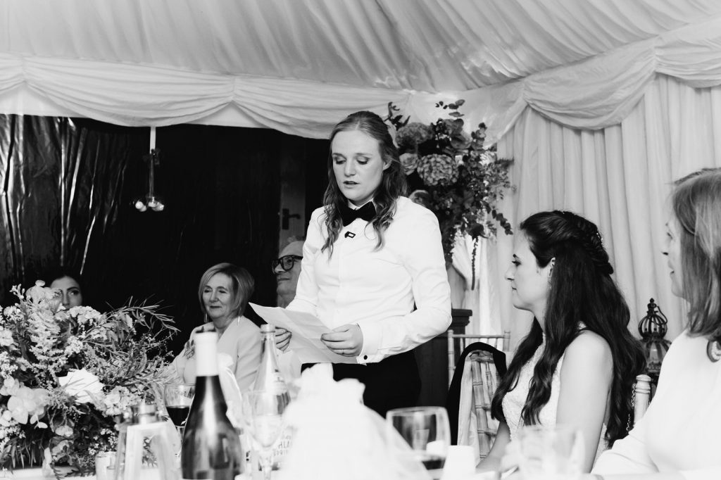 Black and white bride speech on wedding day