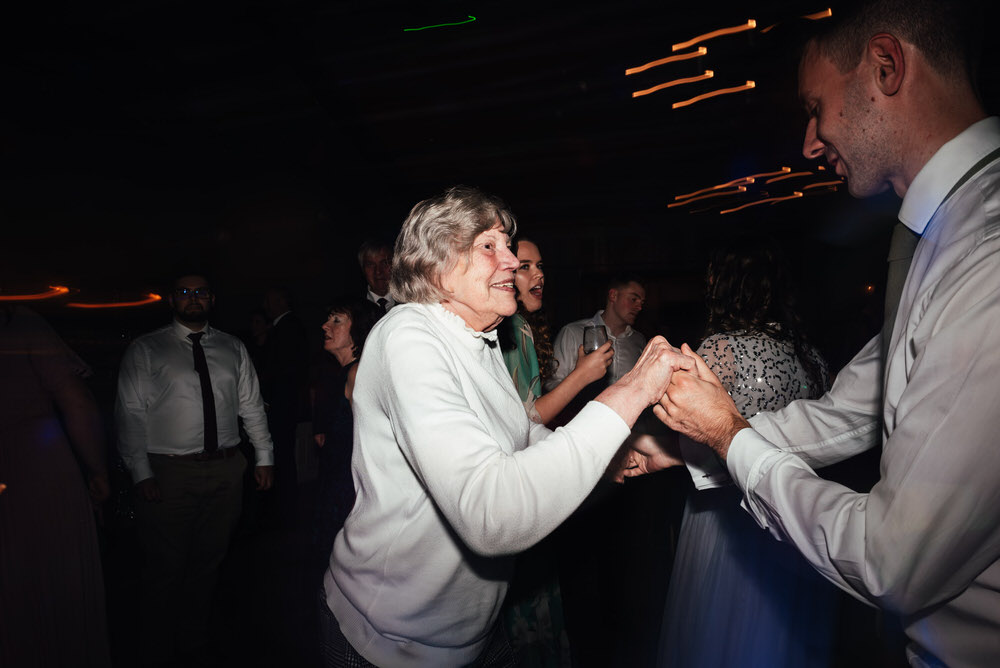 Grandmother Dances on The Dance Floor - Botley Hill Barn Wedding