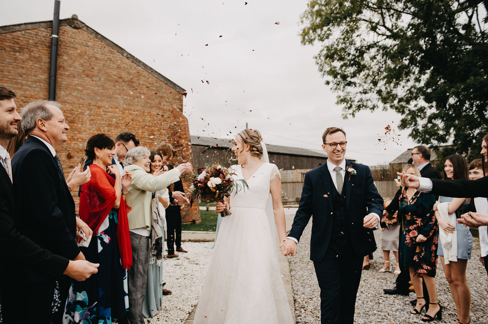 Fun Wedding Confetti Photography - Botley Hill Barn Farm Wedding
