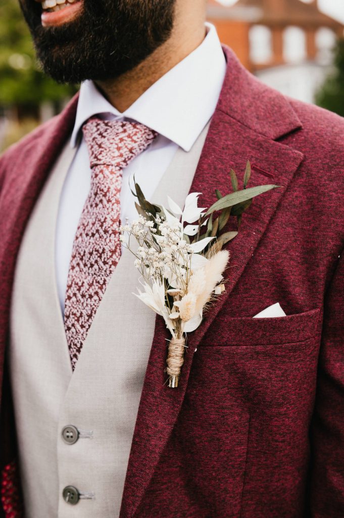 Dried Flower Buttonhole, Surrey Wedding
