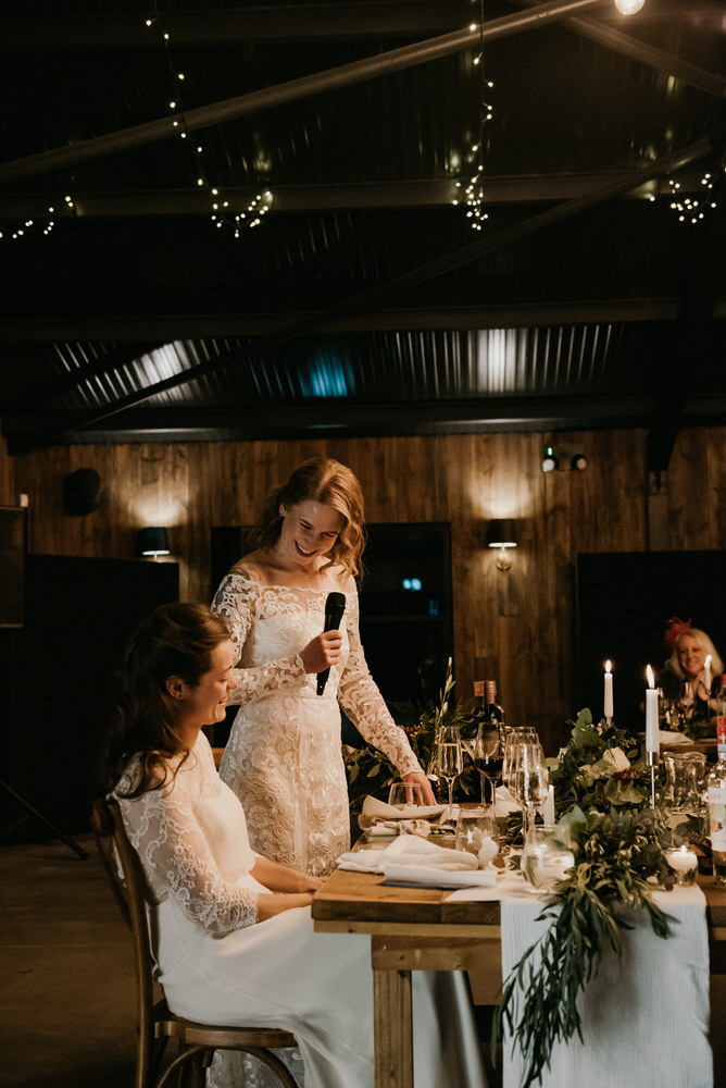 Bride Gives A Speech at Silchester Barn Farm Wedding