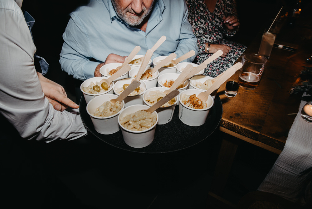 Evening Food Mac and Cheese - Hampshire Wedding Photography