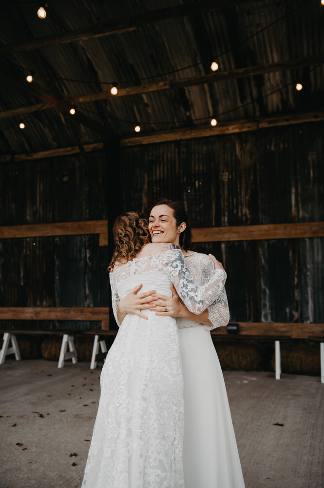 Emotional First Look Between Couple - Silchester Farm Wedding