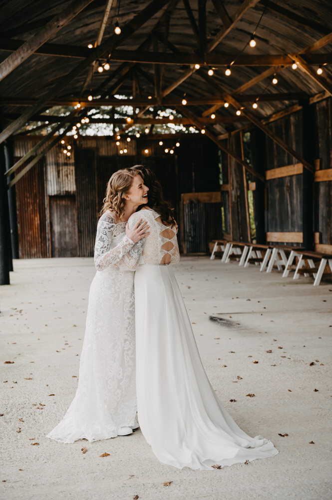 Romantic First Look Between Couple - Silchester Farm Wedding