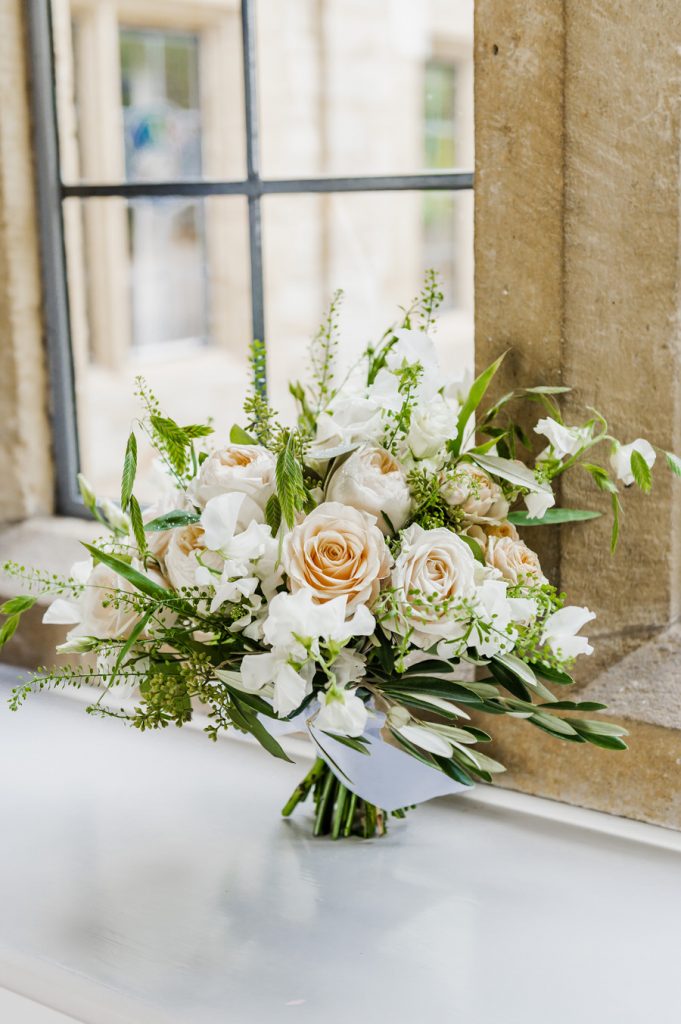 White Florals and Green Foliage Wedding Bouquet