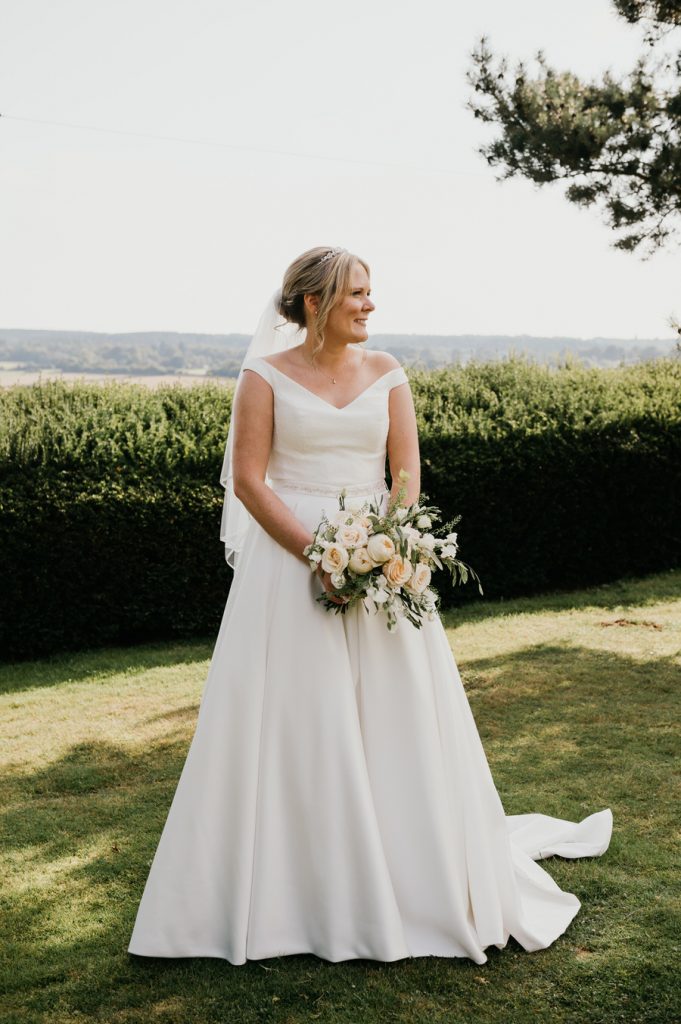 Relaxed Bridal Portrait - Outdoor Surrey Marquee Wedding