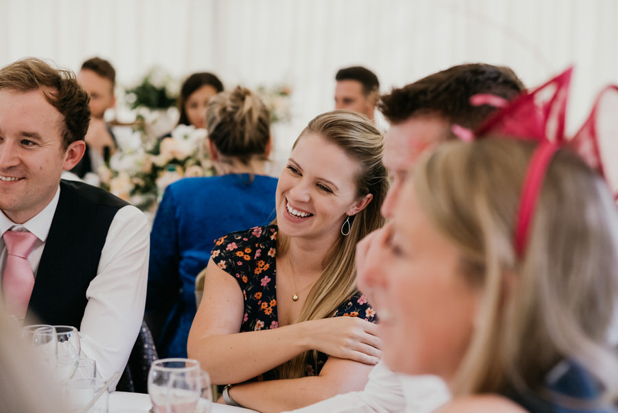 Outdoor Guests Reaction to Speeches - Surrey Marquee Wedding