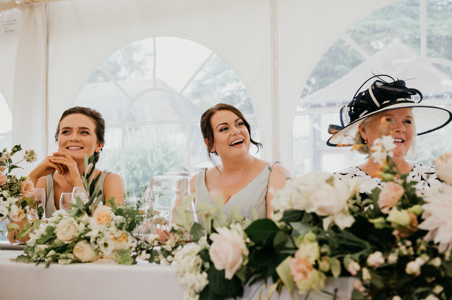 Wedding Party Reaction to Speeches - Elegant Burrows Lea Wedding
