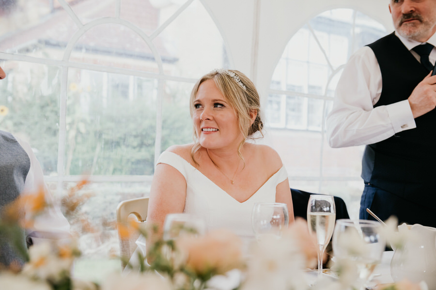 Candid Bridal Reactions To Speeches - Elegant Burrows Lea Wedding
