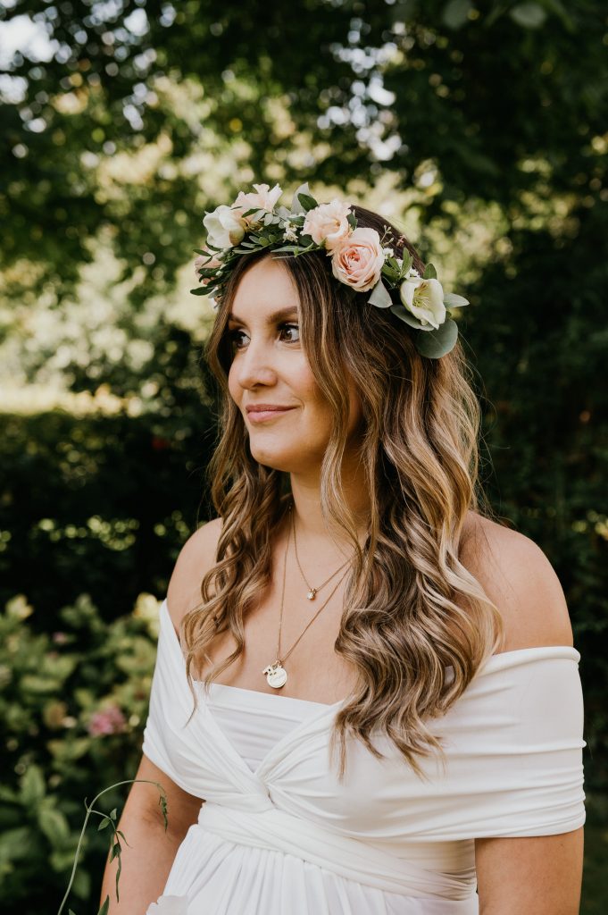 Beautiful Bridal Portrait with Floral Crown