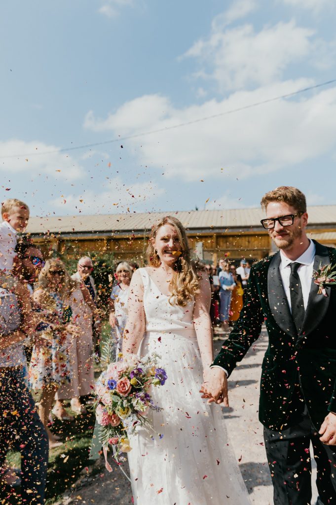 Holford Arms Wedding Photography - Candid Confetti Moment