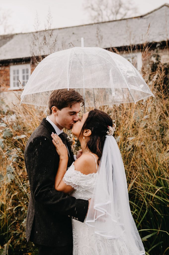 Romantic Rainy Wedding Portrait - Burt Court Barn