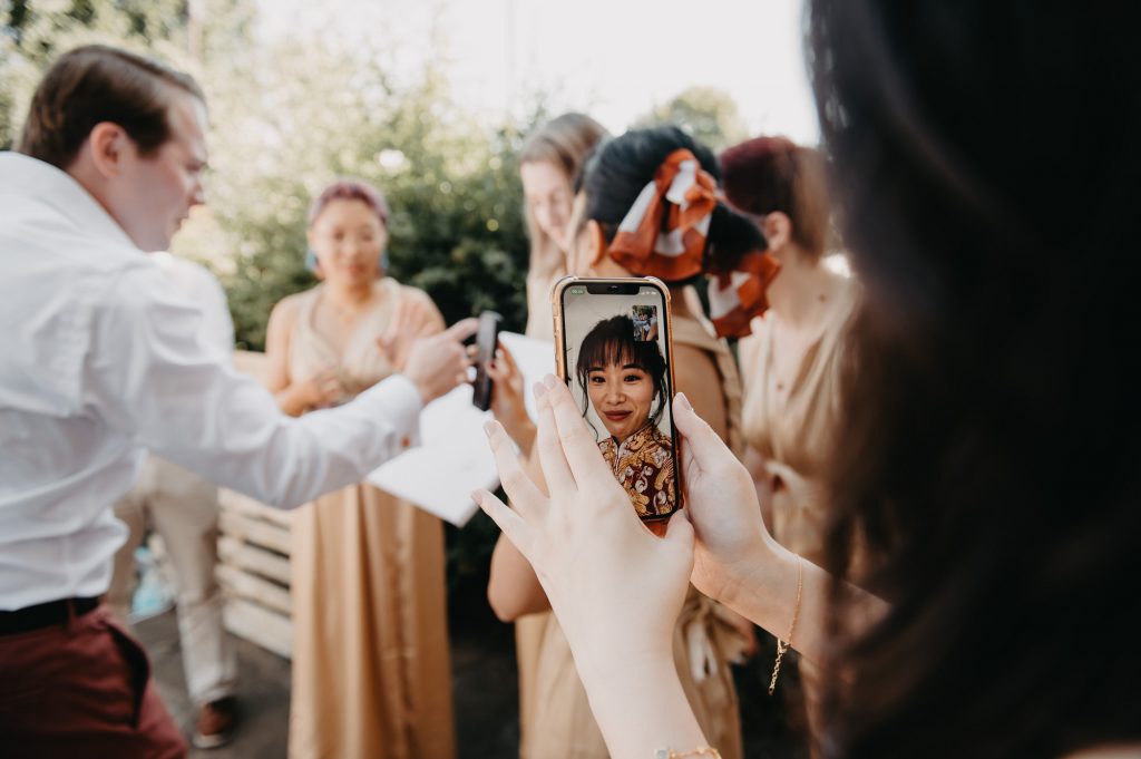 Bride Watches from Facetime for Traditional Chinese Wedding Door Games