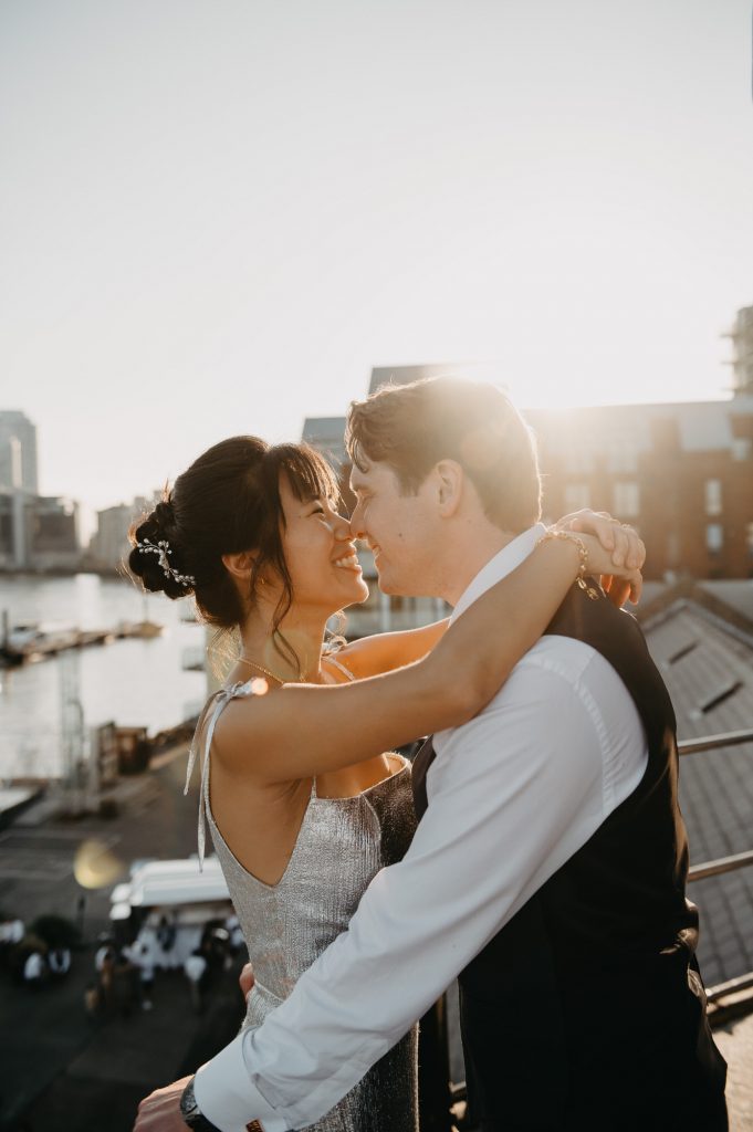 Romantic Sunset Wedding Portrait