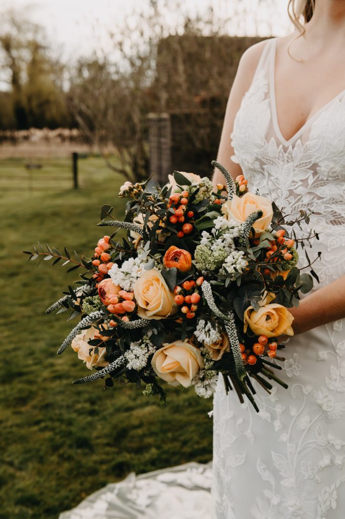 Wedding Floral Bouquet - Orange Wedding Flower Arrangement 