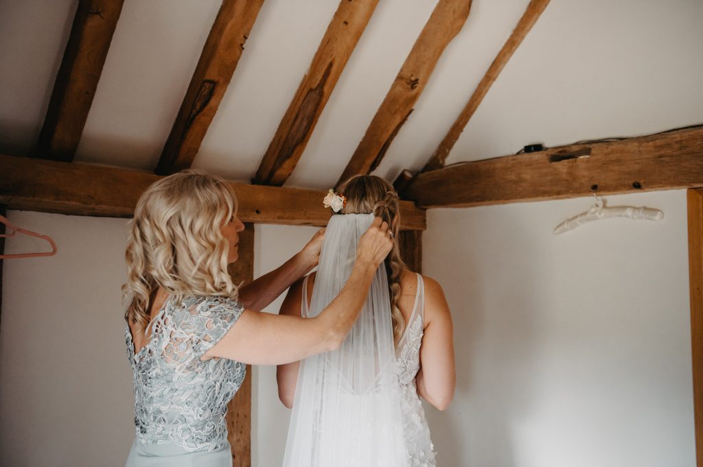 Mother and Daughter Moment - Bridal Dress and Veil