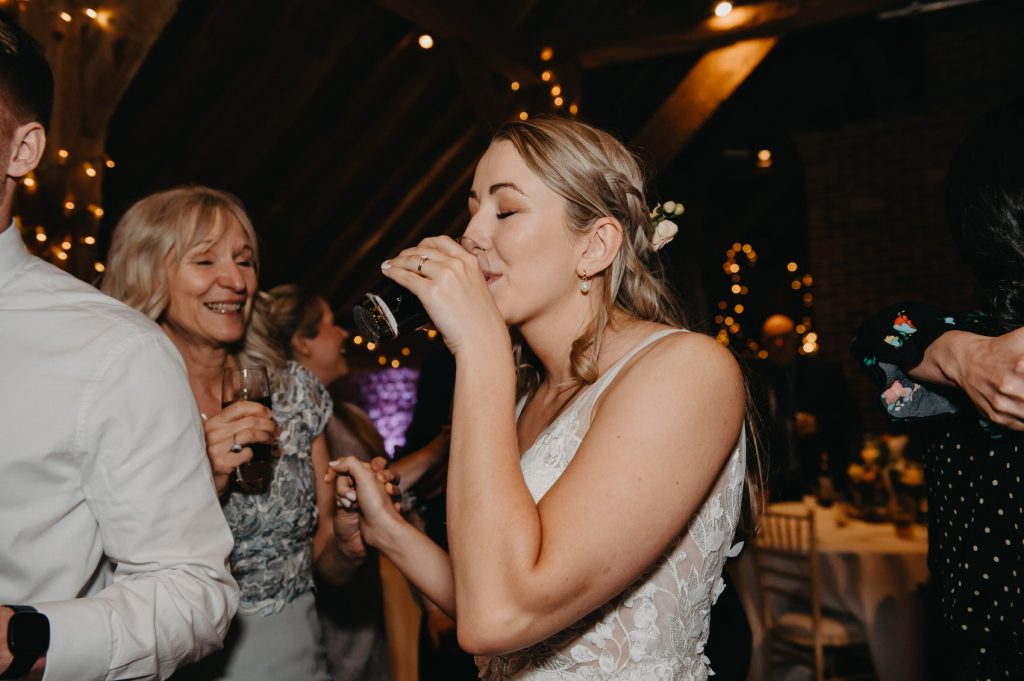 Drinks On The Dance Floor - Grittenham Barn Wedding