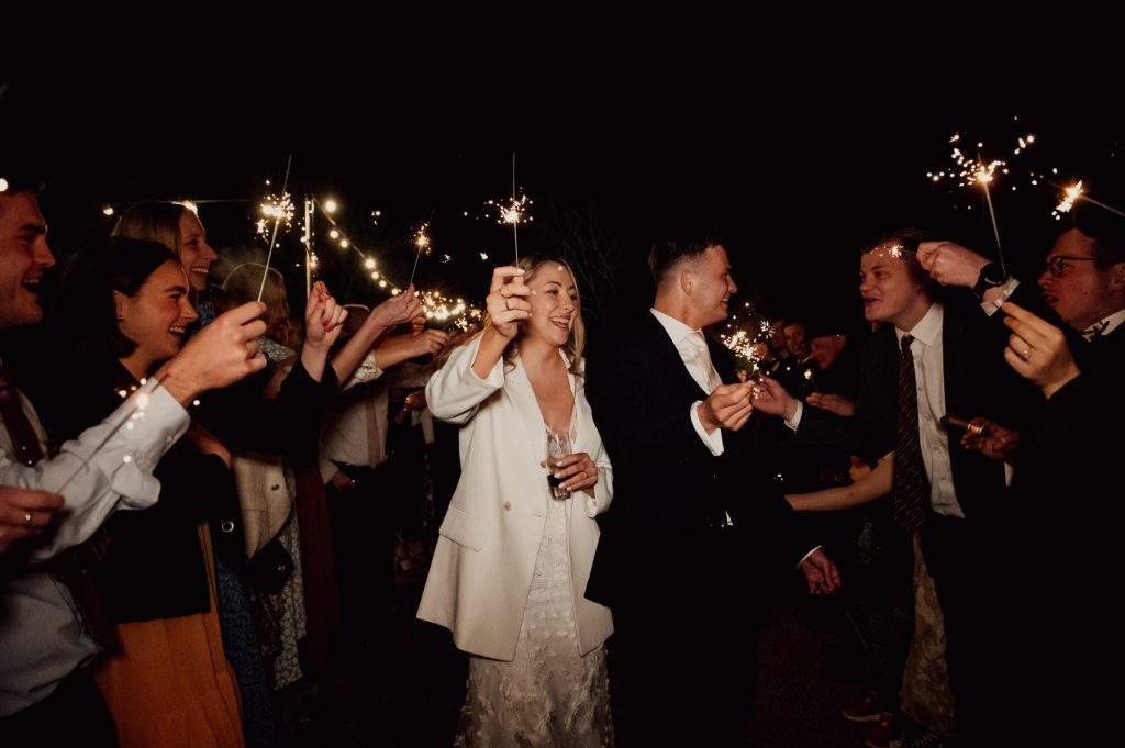 Sparkler Confetti Exit - Surrey Wedding Photographer