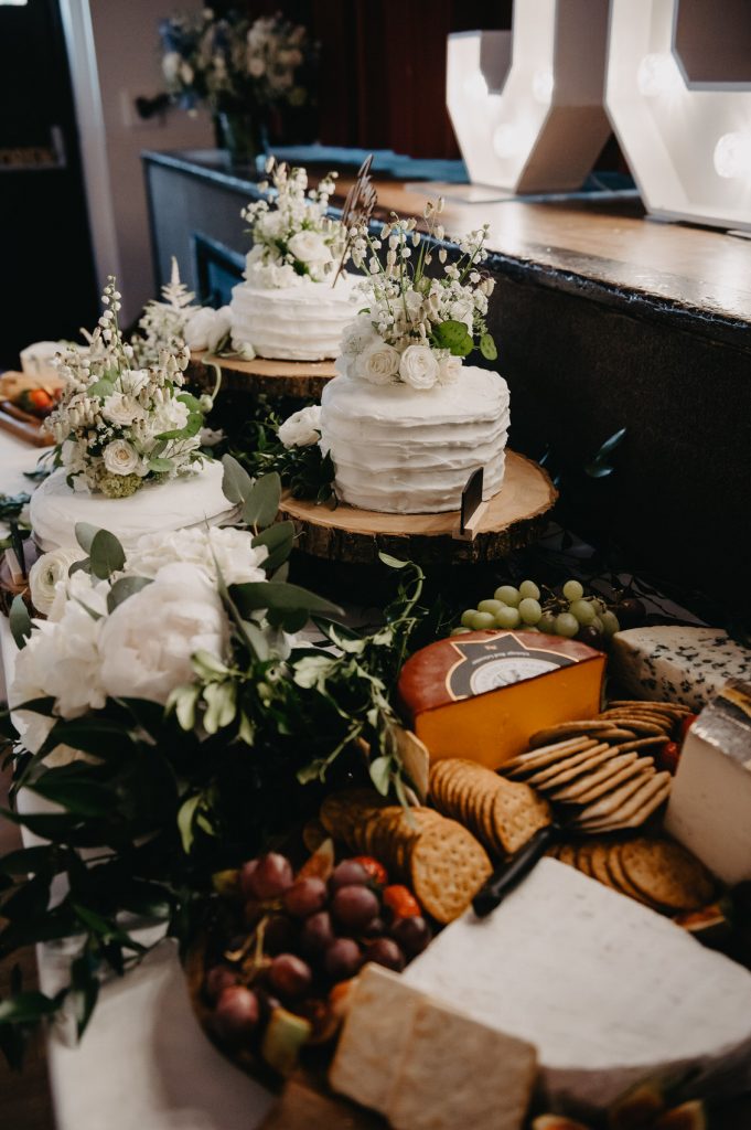 Wedding Cake Table With Cheese Board Display