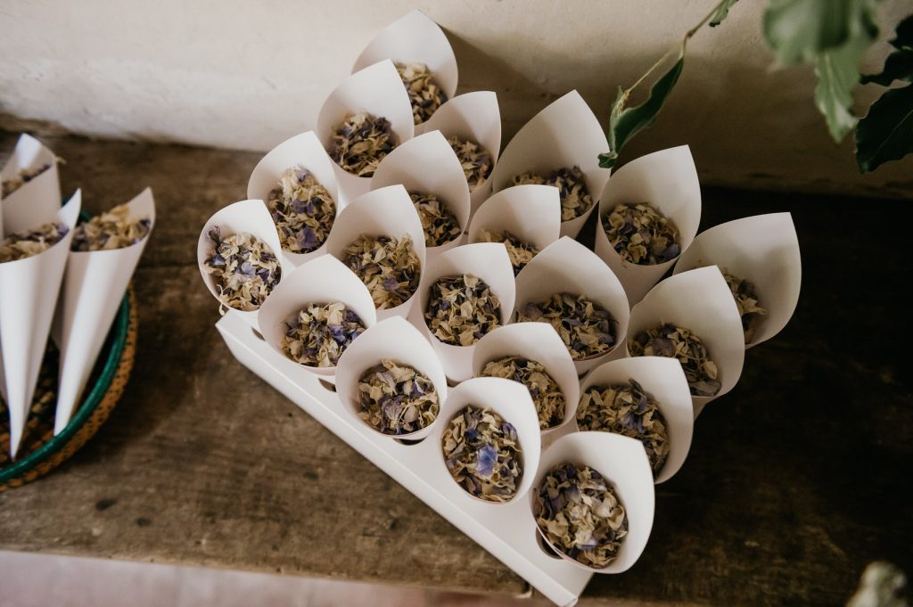 Wedding Confetti Cones with Real Dried Flower Petals 