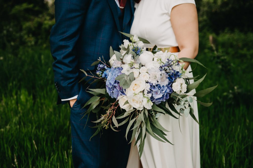 Blue and White Bridal Wedding Bouquet 