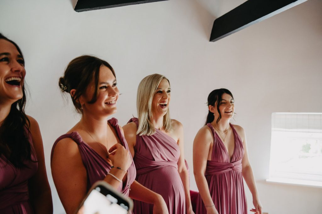 Candid Wedding Party Reaction Photography