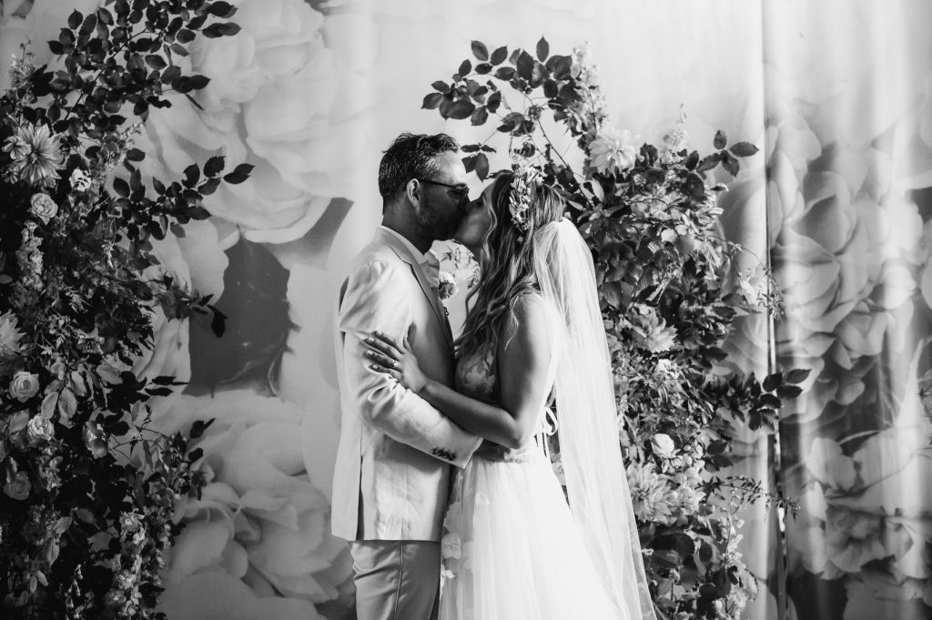 Black and White First Kiss in Ceremony 