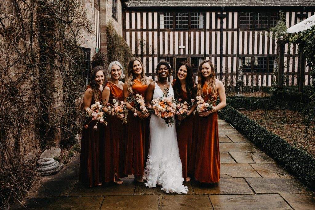 Relaxed Bridal Party Group Photography - Brinsop Court Wedding Photographer