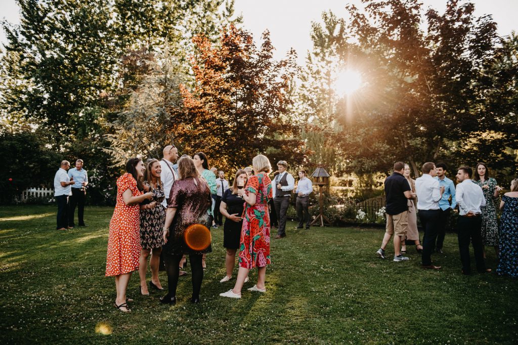 Sunset Wedding Guests - Rumbolds Farm Wedding