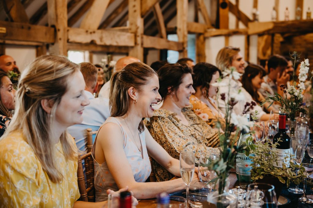Candid Guest Reaction During Speeches - Rumbolds Farm Wedding