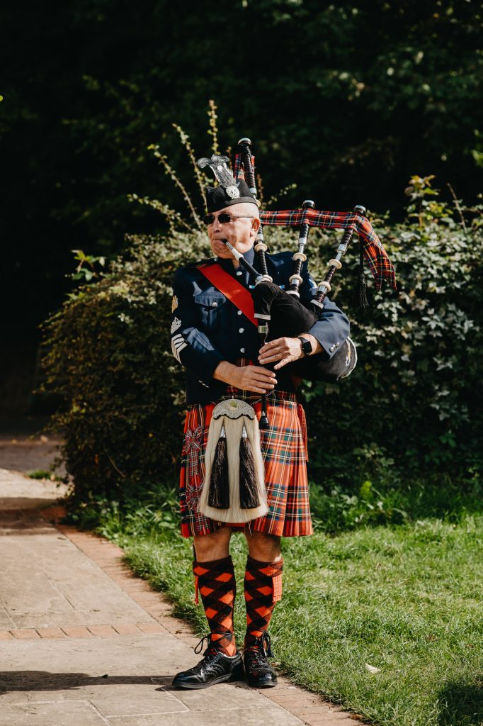 Scottish Bag Pipe Performer for Surrey Village Hall Wedding