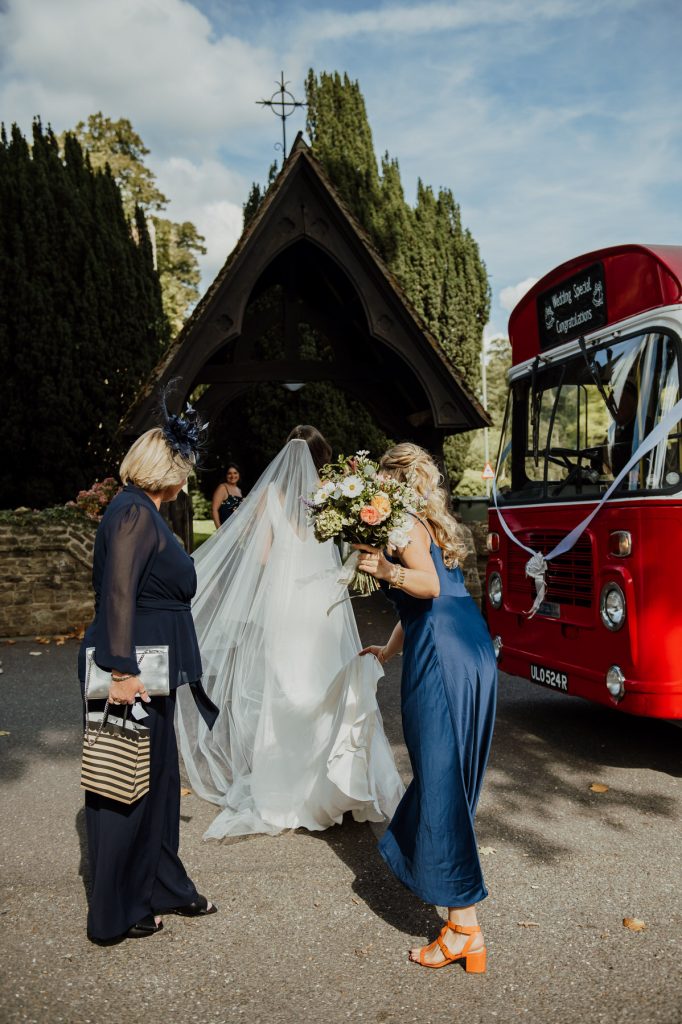 Bridal Party Arriving to Church Wedding - Surrey Wedding Photographer