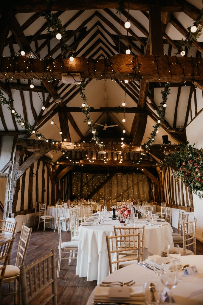 Old Luxters Barn Wedding - Autumnal Wedding Breakfast Room 
